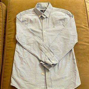 Vineyard Vines boys M (14) two-tone blue plaid button down shirt